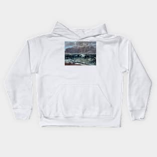 The Wave by Gustave Courbet Kids Hoodie